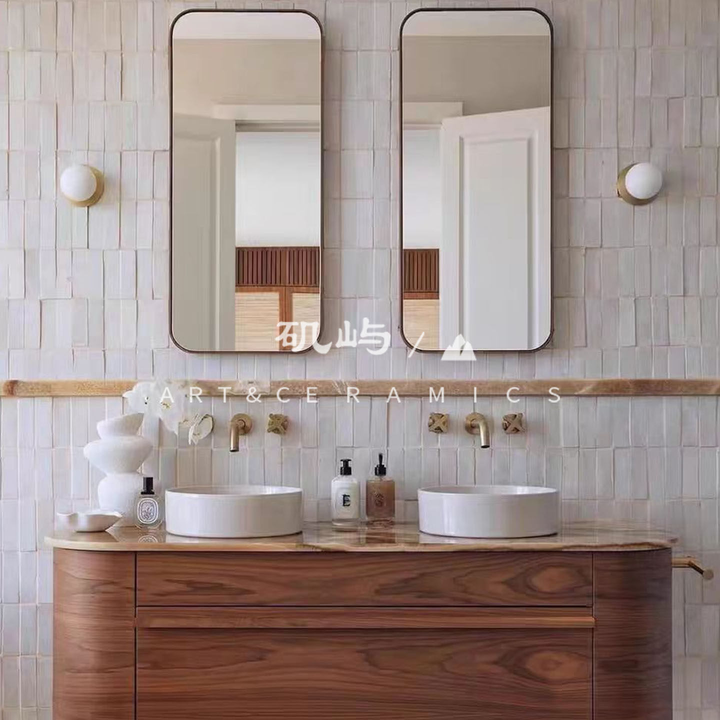 矶屿摩洛哥Zellige餐厅吧台厨房中古风手工砖设计师