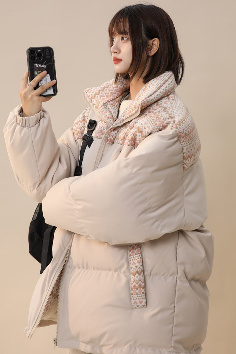 冬季新款美式撞色拼接立领棉衣女生潮流宽松保暖棉服外套MY105,男装棉衣,电商B203