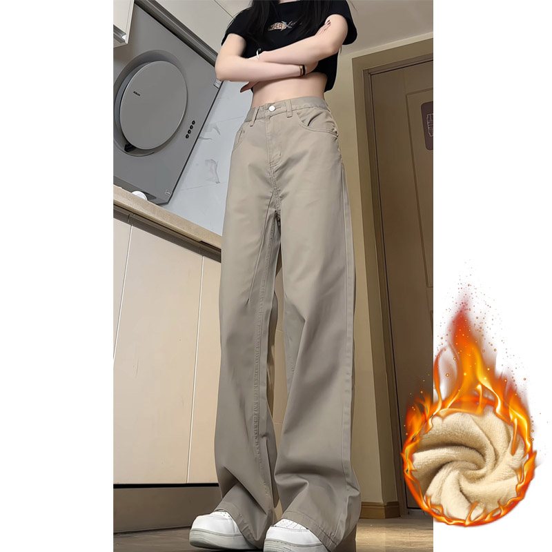 冬季新款美式高街加绒加厚休闲裤女潮流宽松直筒长裤子KZ88P52，男装卫衣，电商B203