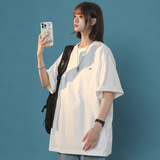 夏季新款短袖t恤女潮流印花宽松半袖体恤衫美式小众上衣DX18P25，商品下架区，电商B203