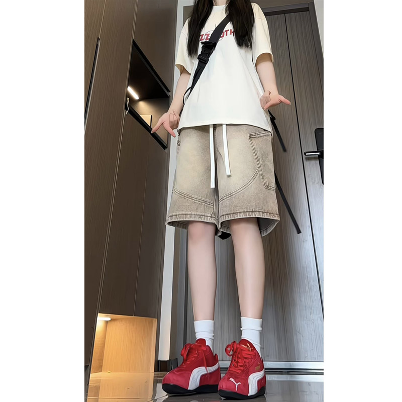 夏季新款美式高街多口袋牛仔短裤女生潮流宽松直筒五分裤2533,男装牛仔裤,电商B203