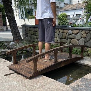 景观小木桥户外防腐木拱桥庭院景区七夕鹊桥实木田园复古装饰木桥
