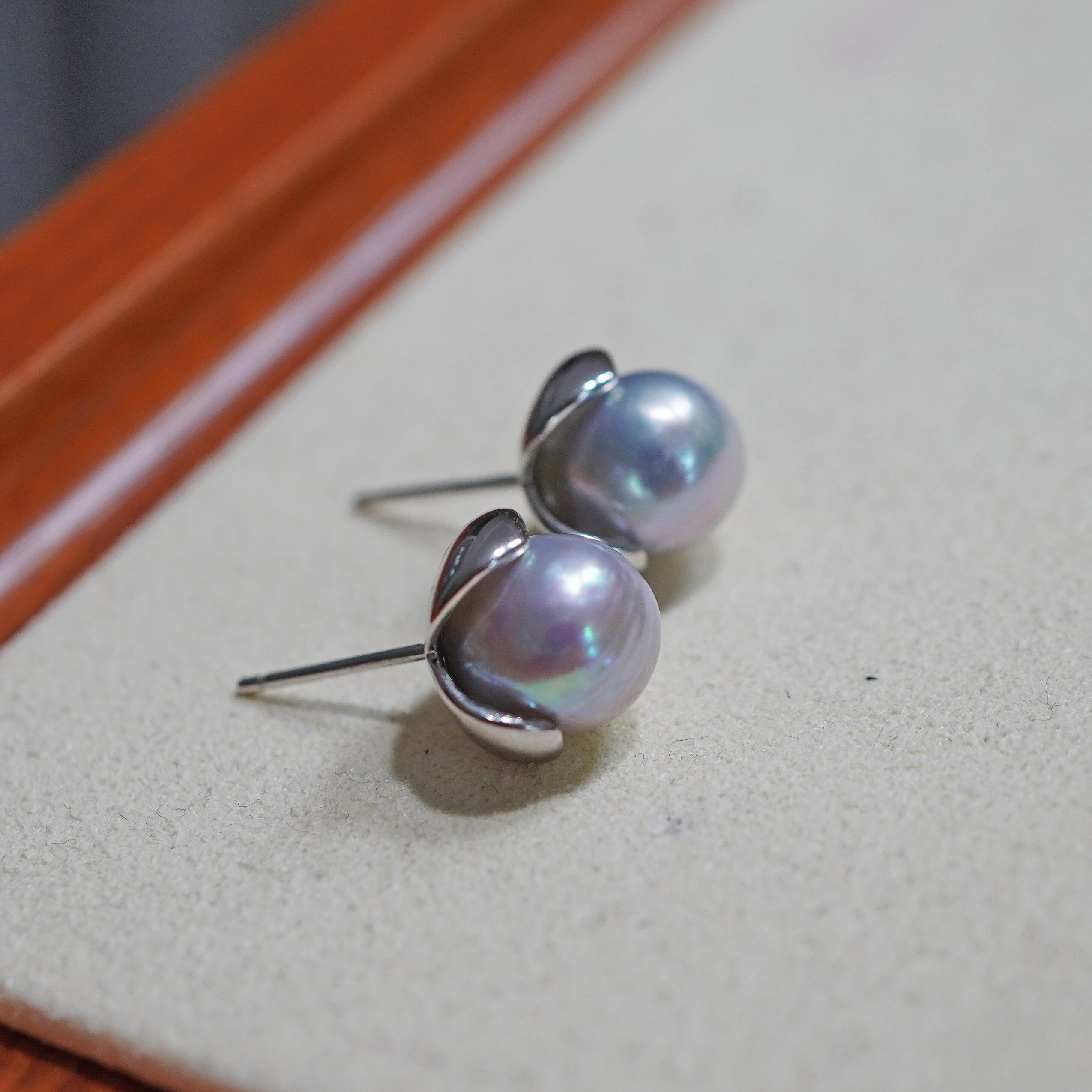 天然海水真多麻花苞耳钉珍珠耳环优雅魅力925纯银镀金耳环礼品