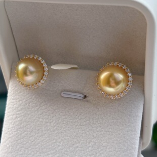 天然海水南洋金珠耳环太阳花耳钉耳夹职场女性大点位高贵礼品