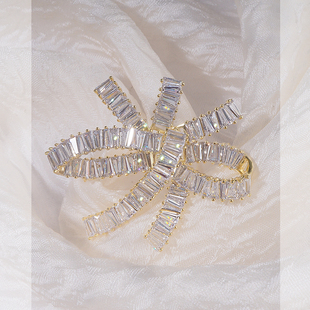 奢华高档水晶蝴蝶结胸针大女夸张胸花个性气质时尚胸饰西装配饰