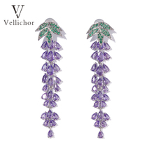 国风精致紫藤流苏耳环女新中式轻奢高级感优雅耳钉耳饰