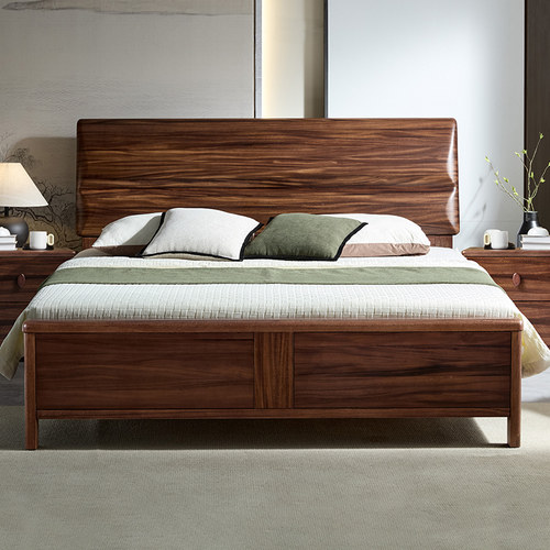 北美黑胡桃木全实木1.8米床新中式主卧室1.5m单双人北欧高端婚床