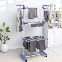 移动晾衣架三层落地折叠加粗款家用凉晒挂衣阳台毛巾架简易多功能