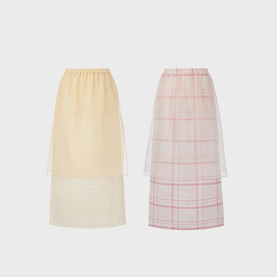 EENK 欧根纱多层次长裙25年夏EEA-10251-SK10-PK/CR——3190