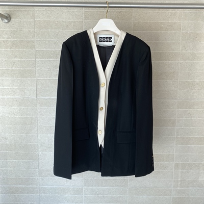 EENK V领单扣外套25年秋EEB-IP353-JK05-BK——4890