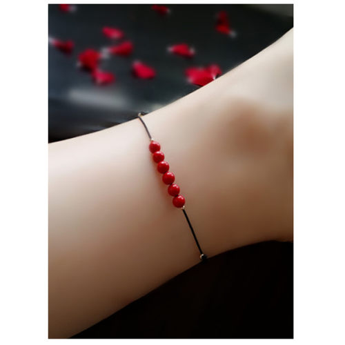 极细可调节朱砂女朋友脚链