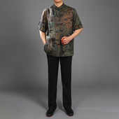 唐装 上衣 夏装 百福龙民族风男士 高档香云纱中式 短袖 中国风男装