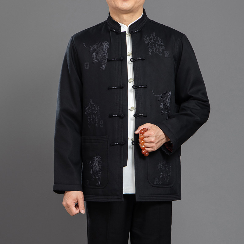 高档男士唐装冬季棉衣 天丝加厚绣虎棉衣轻便保暖 爸爸中式男装,男装,唐装,淘宝优惠券,粉丝福利购,淘宝优惠卷
