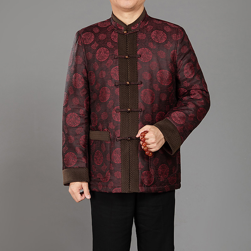 北京百福龙男士唐装冬季棉袄  高档香云纱中式休闲棉衣 爸爸唐装,男装,唐装,淘宝优惠券,粉丝福利购,淘宝优惠卷