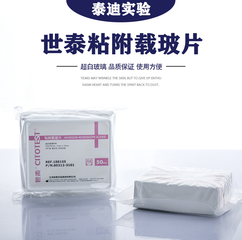 CITOGLAS世泰 超白玻璃 粘附载玻片 正电荷防脱 188105W 50片/盒
