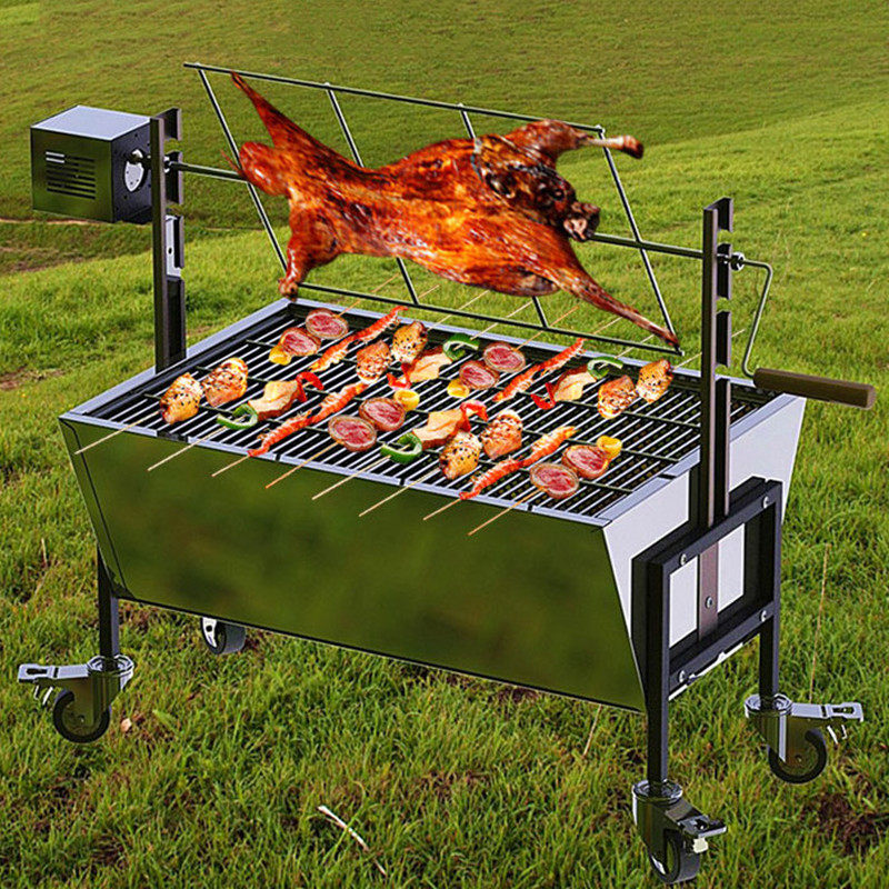 蝶烤香烤羊腿烤全羊烤炉架子全自动商用无烟木炭烤羊炉烧烤炉烤羊