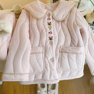 秋冬新品三层夹棉可爱卡通厚实暖和可外穿家居服套装可爱睡衣