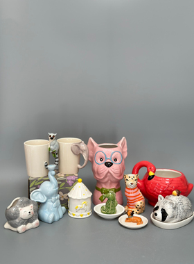 外贸孤品 动物系列陶瓷装饰摆件 花瓶 储物罐 店铺家居另类装饰