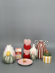 外贸孤品 ins风陶瓷花瓶 置物罐 首饰盘 店铺会所装饰摆件