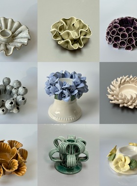 外贸孤品 窑变创意陶瓷装饰摆件 烛台 店铺家居样板房装饰摆件