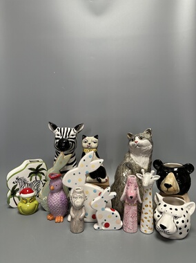 外贸孤品动物系列陶瓷花瓶 花盆 装饰摆件 店铺会所装饰摆件