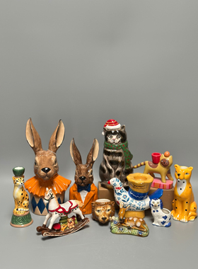 外贸孤品 动物系列陶瓷创意摆件 烛台 店铺会所家居装饰摆件