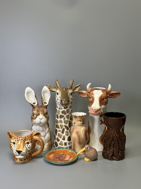 出口外贸孤品 动物系列陶瓷花瓶 置物罐 盘 店铺会所装饰摆件