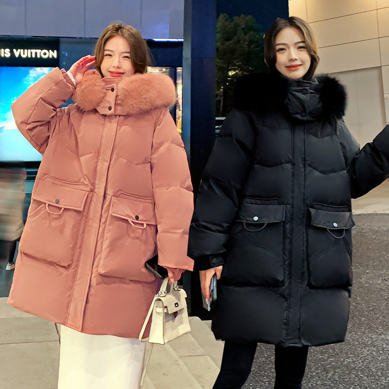 2025冬装大码女装胖mm显瘦加肥加大狐狸毛领中长款加厚羽绒服215