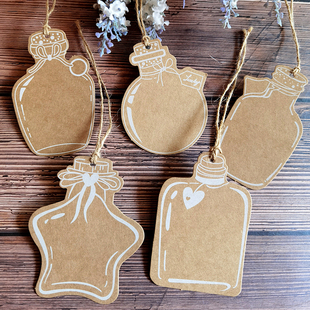 空白漂流瓶许愿卡牛皮复古心愿墙吊牌手工diy礼物装饰留言卡片
