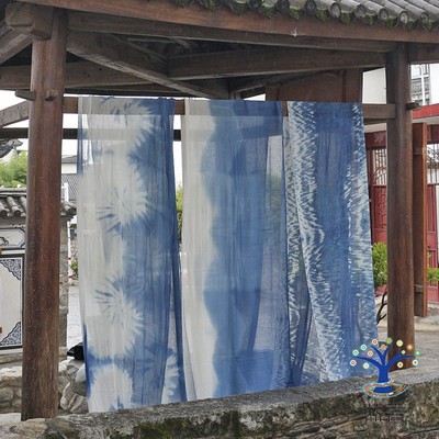 蓝言扎染薄纱布新品九折