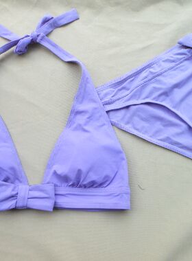 PC1668欧美原单浅紫色聚拢性感时尚比基尼套装泡温泉泳衣清仓处理