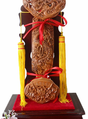 花开富贵如意摆件肥城桃木