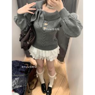 Mew绵绵猫 原创古早感萌萌兔耳领收腰修身毛衣
