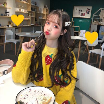 2025新款秋冬女装韩版宽松慵懒风草莓厚实网红套头毛衣针织衫外套