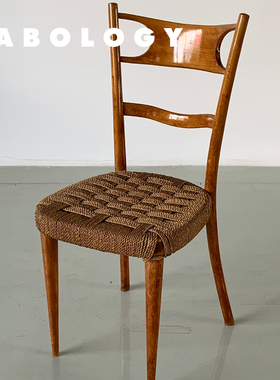 LABOLOGY中古｜意大利榉木绳编椅北欧餐厅高背休闲椅餐椅靠背椅