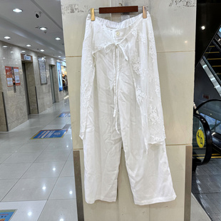 春装 洋气女裤 围裙蕾丝中长遮屁帘天丝麻料直筒裤 大图261SK191200