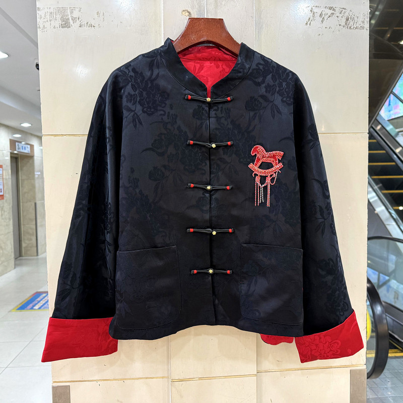 68801 重工钉珠小马刺绣花盘扣立领复古人丝提花撞色国风外套春装,女装/女士精品,短外套,淘宝优惠券,粉丝福利购,淘宝优惠卷