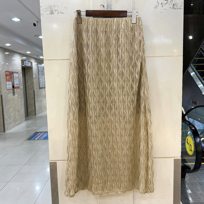 JD858 时尚松紧高腰侧开叉亮丝菱形水波纹包臀中长半身裙春装2026