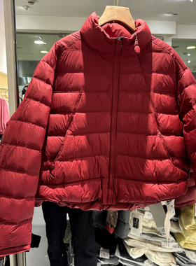 08160 时尚斜拉链设计感立领休闲减龄泡芙短装鸭绒羽绒服欧货冬装