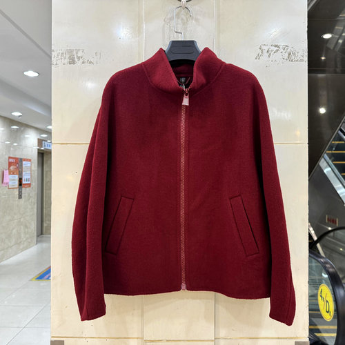 YDD-96D069 大拉链立领休闲宽松减龄百搭短装双面羊毛羊绒呢大衣