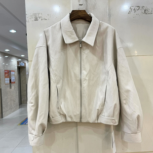 27006 拉链翻领落肩袖 欧货春装 时尚 休闲皮衣夹克短外套 2026款