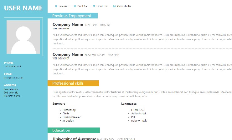 bbs266浅蓝色个人网站模板