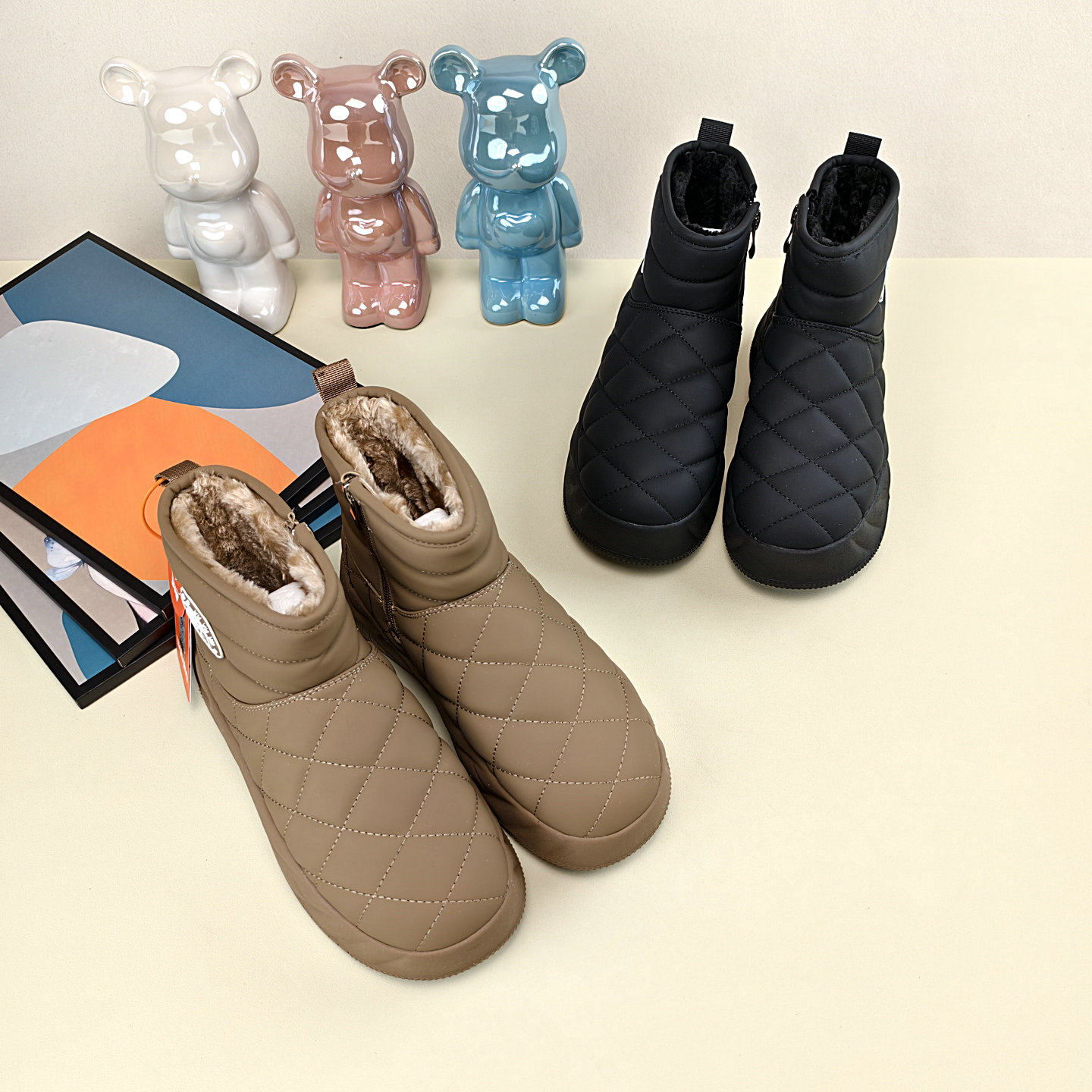 2025冬季新款加绒加厚保暖防水雪地靴女百搭厚底防滑舒适面包棉靴,女鞋,时尚雪地靴,淘宝优惠券,粉丝福利购,淘宝优惠卷