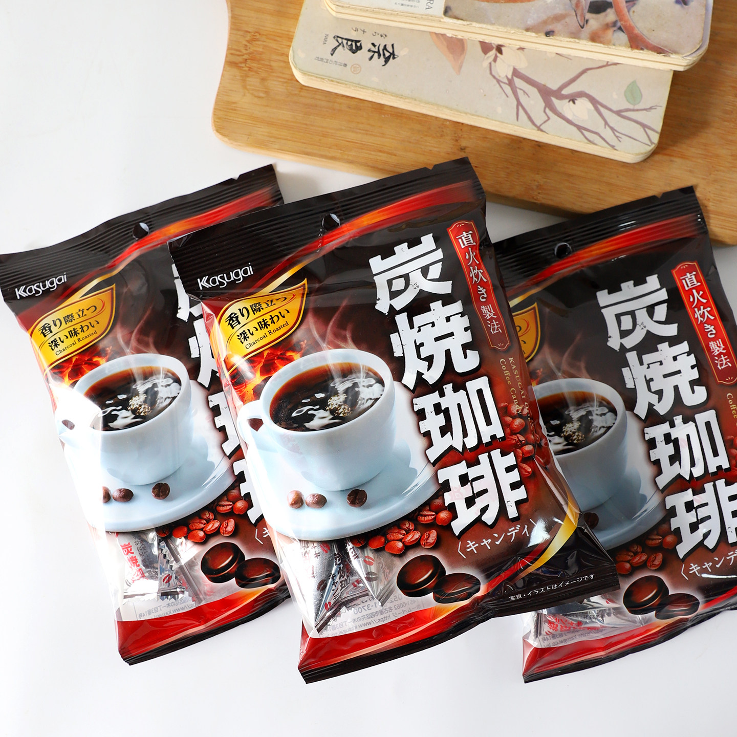 日本进口春日井直火烘烤炭烧咖啡味糖果婚庆喜糖硬糖休闲零食小吃