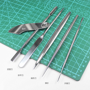 不锈钢镊子面塑工具树脂石粉轻粘美国土翻糖软陶艺油泥塑教学套装