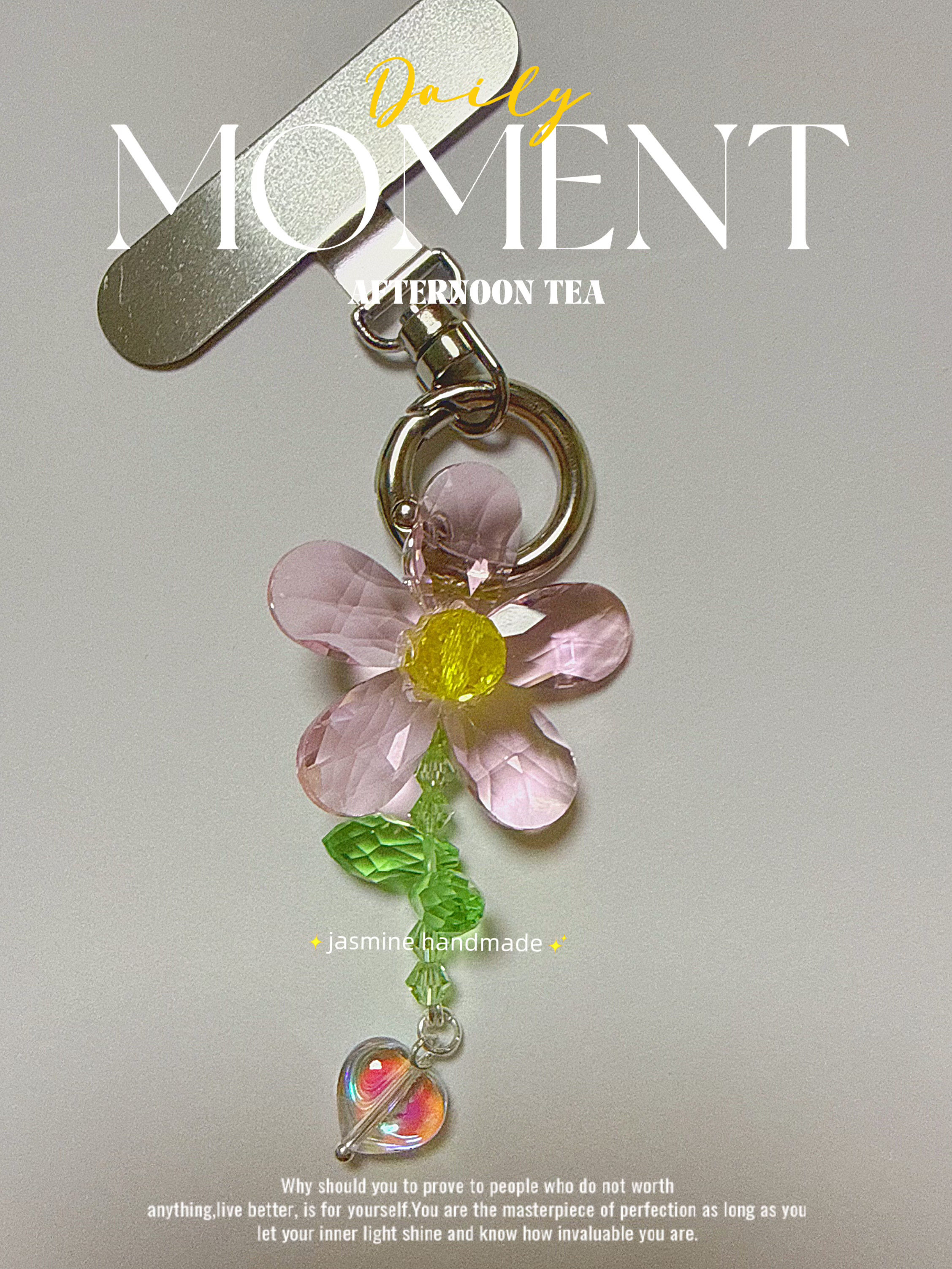 治愈系超闪K9水晶花ins风粉色紫色花朵手机挂链高颜值钥匙扣包挂