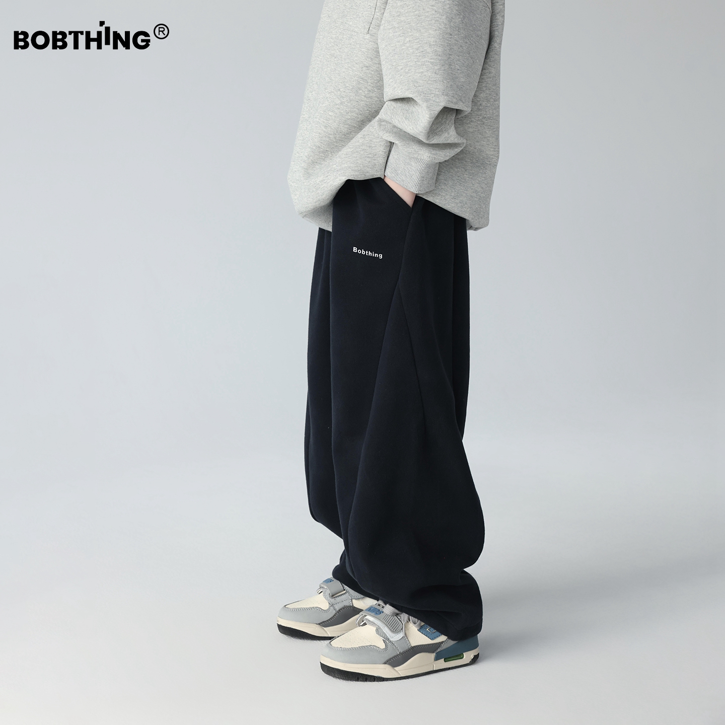 儿童简约拼接运动裤男童秋冬卫裤