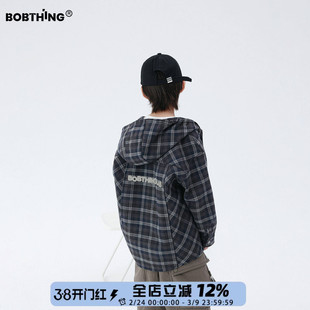 男童冬装一体绒连帽格子衬衫加厚外套儿童加绒长袖衬衣中大童装潮