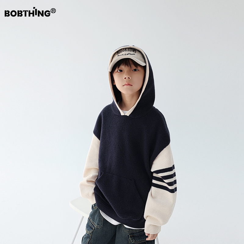 男童连帽毛衣套头衫冬针织外套潮