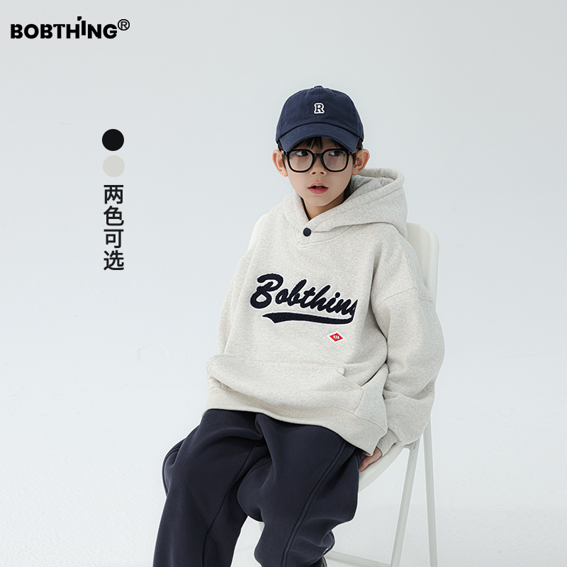 男童一体绒连帽卫衣潮牌上衣外套